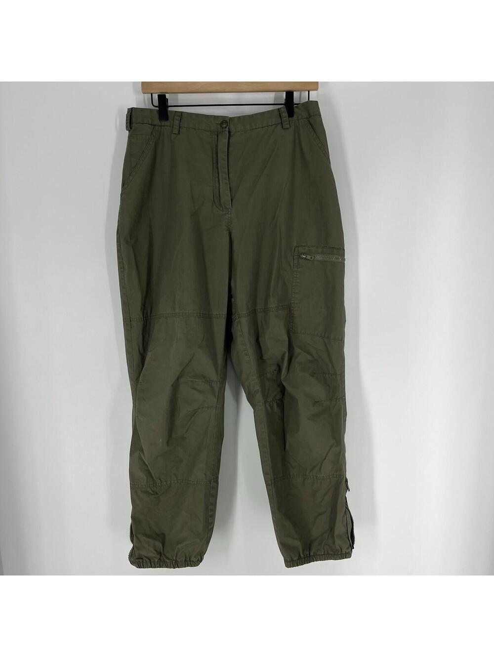 Gudrun Sjoden Pants Size Medium Olive Cargo Jogger Track Y2K Parachute Travel